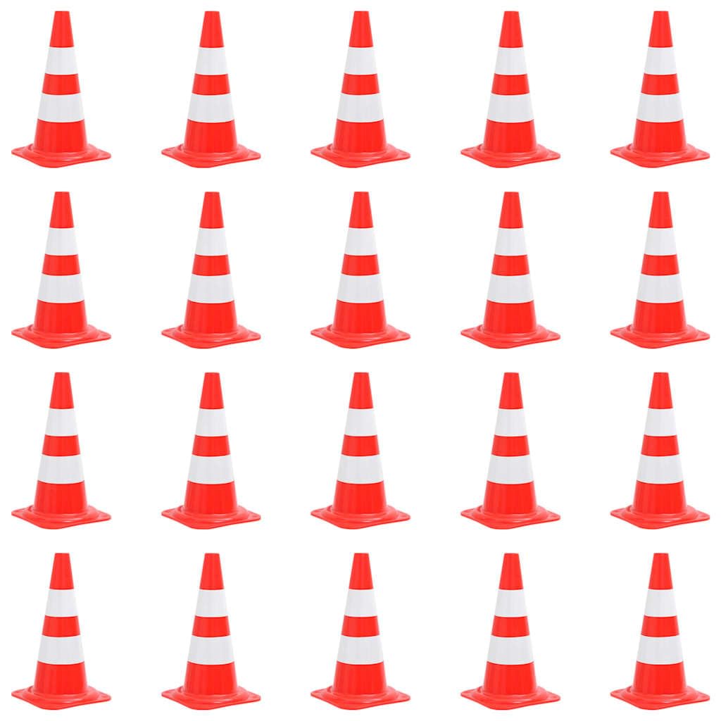 20 STK. Verkehrskegel 50 cm Set, Warnkegel mit reflektierenden Streifen, Leitkegel für Baustellen und Straßenabsperrungen, Rot Weiß