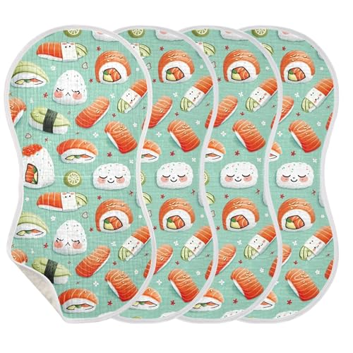 xigua Sushi Baby Burp Cloths for Newborn Boys and Girls 2 Pack, Soft & Absorbent Cotton Baby Burp Cloth, Baby Washcloths, Newborn Towel, Burp Rags3