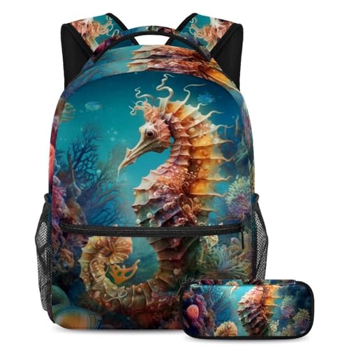 Sac à dos scolaire hippocampe grande capacité pour éviter le mal de dos des ados