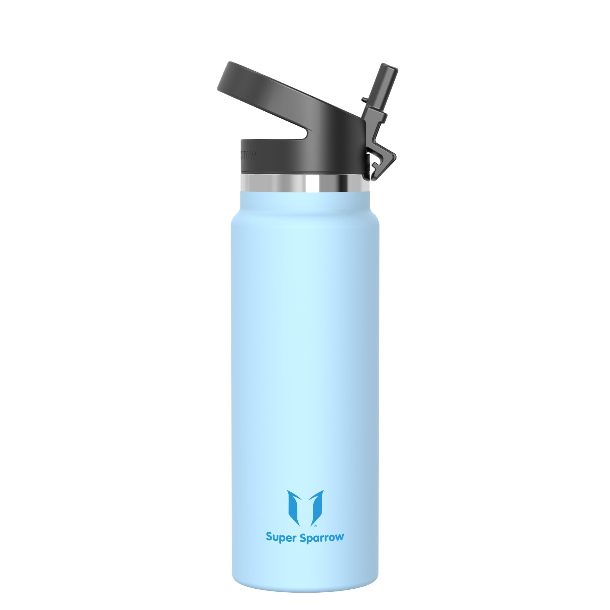 Super Sparrow Water Bottle Insulated - 1000ml - Wide Mouth Metal Bottle - Wide Mouth SwivelSip Flask - BPA Free, Leak Proof - Ergonomic Straw Water Bottles for Work, Gym, Travel, Sports