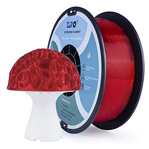 ZIRO PLA Translucent Filament 1.75mm 3D Printer Filament PLA PRO Translucent Series 1.75mm 1kg (2.2lbs) Dimensional Accuracy +/- 0.03mm Translucent Red