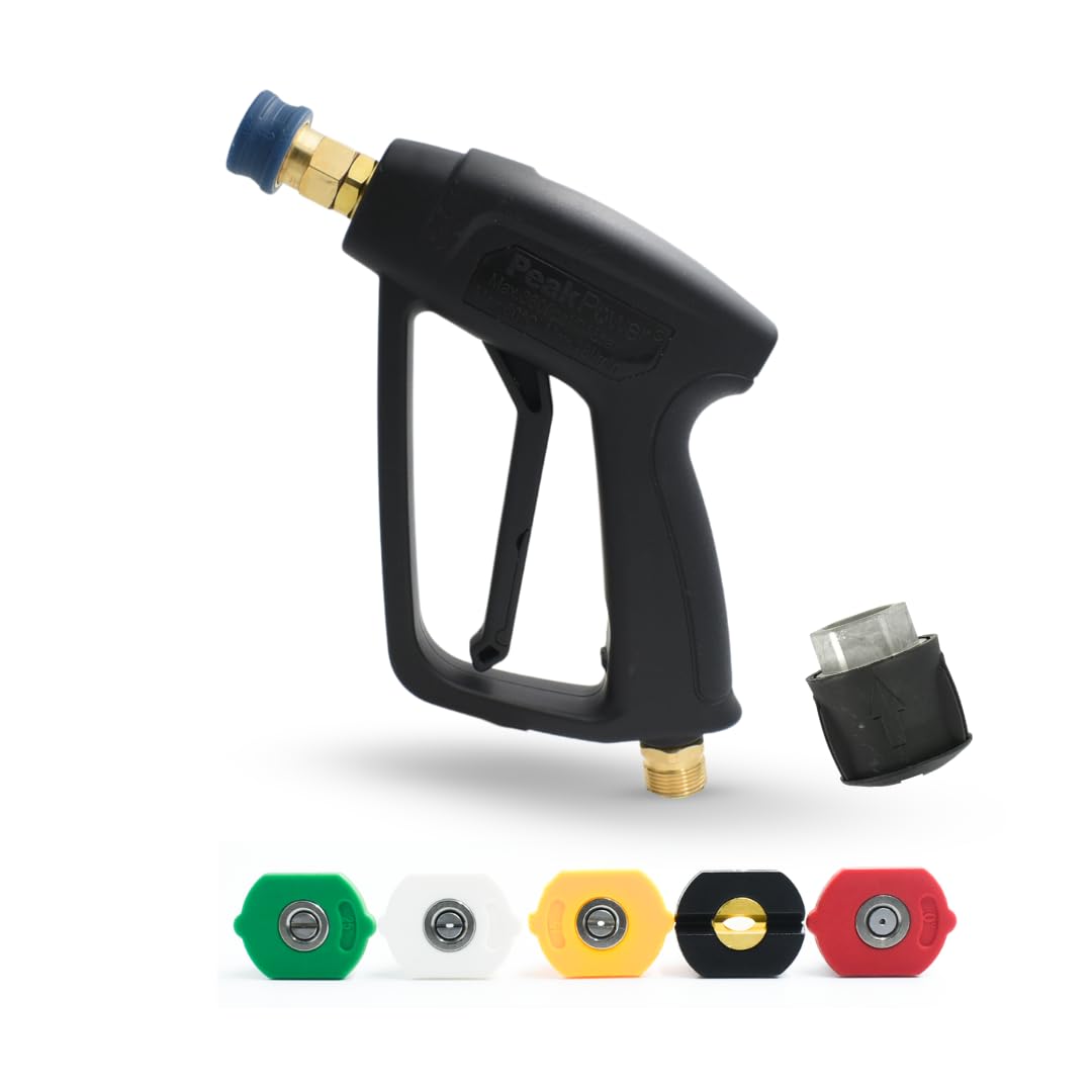 CA Detailing Short Pressure Washer Gun, Jet Wash Gun with 5 Spray Nozzles, Compatible with Karcher K2 to K7, M22-14 Fitting High Power Pressure Washer Gun for Car,Patio,Driveway and Outdoor Cleaning.