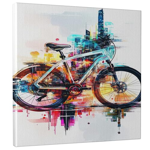 Lienzo decorativo para pared de bicicleta eléctrica, impresiones abstractas coloridas de pósteres, arte moderno de pared, decoración estética del hogar para sala de estar, dormitorio, oficina, lienzo