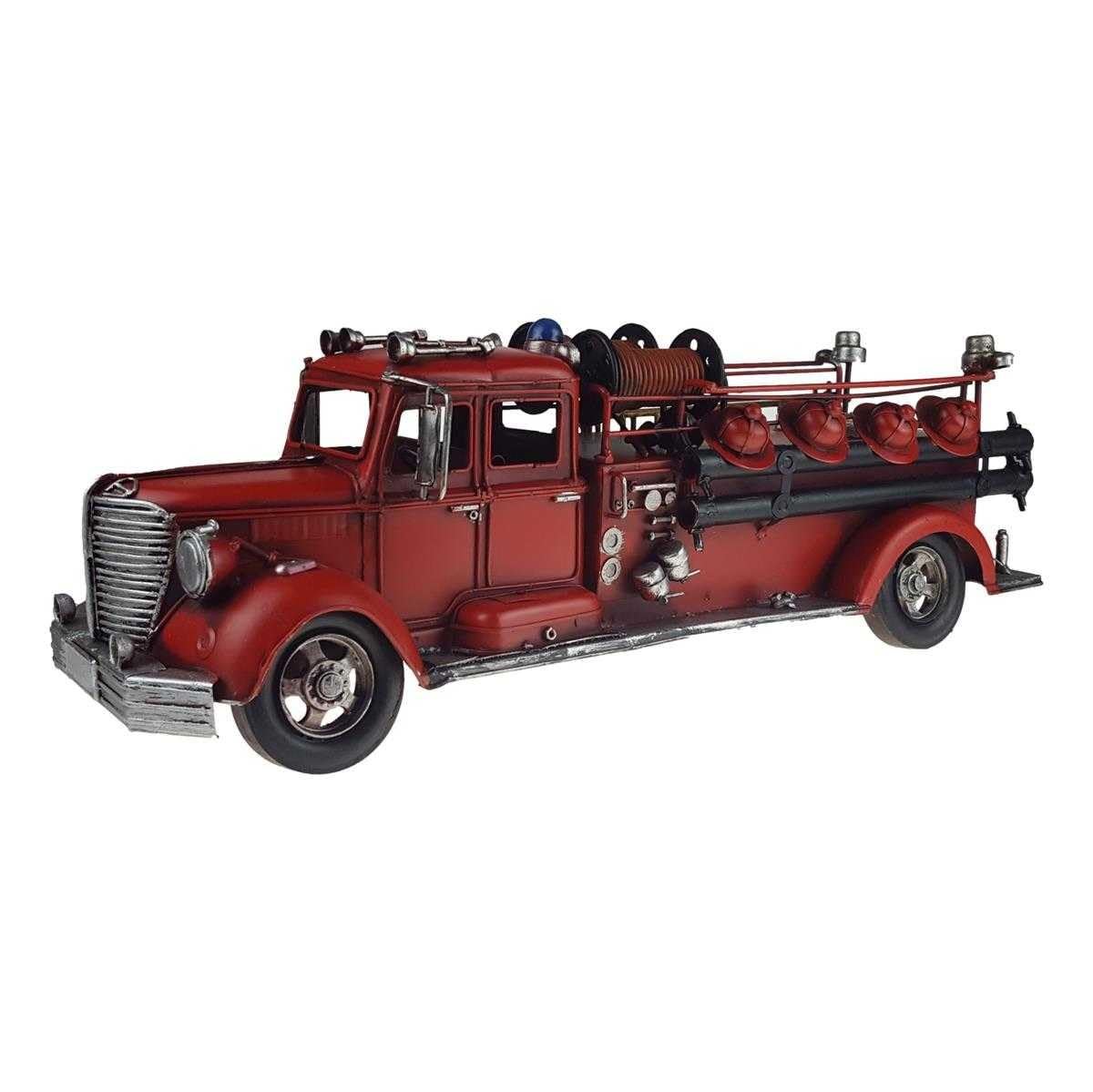 Blechmodell Blechauto Modellauto Feuerwehrwagen Feuerwehrauto Antik-Stil Eisen rot L 51,1 cm