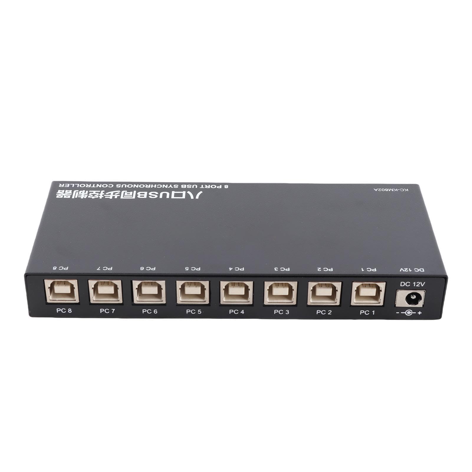 Synchronizator USB Mysz Synchronizacja Klawiatury 8-portowy Przełącznik Sterowanie Klawiszami Skrótu Metalowa Obudowa w Kolorze Czarnym