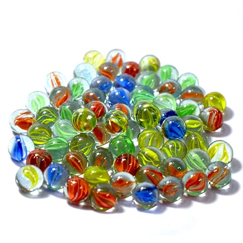 ARSUK Glass Marbles Cats Eye Color Assorted Sizes Mixed Marbles Bulk Vase Fillers, Aquarium Filler, Fish Tank, Plant Decor, Glass Beads for Vases, 0.59 Inch (40pcs Mix Color Marbles)