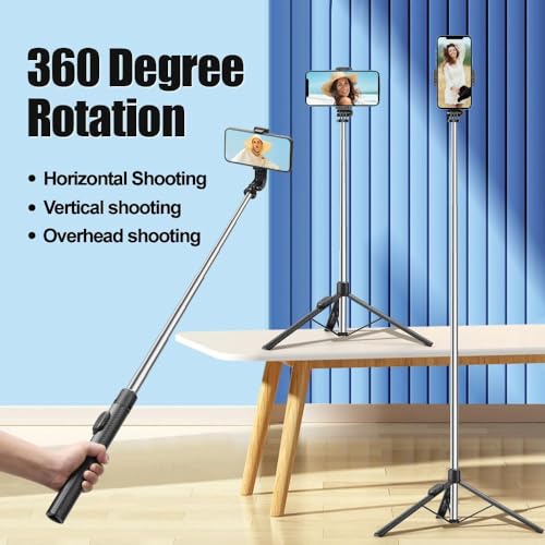 Image of TriPro X5 Vlogging Kit with K8 Wireless Mic | Extra-Long 170cm Selfie Stick with Large Reinforced Tripod & Bluetooth Remote for YouTube, Reels & Vlogs (Android /iPhone)