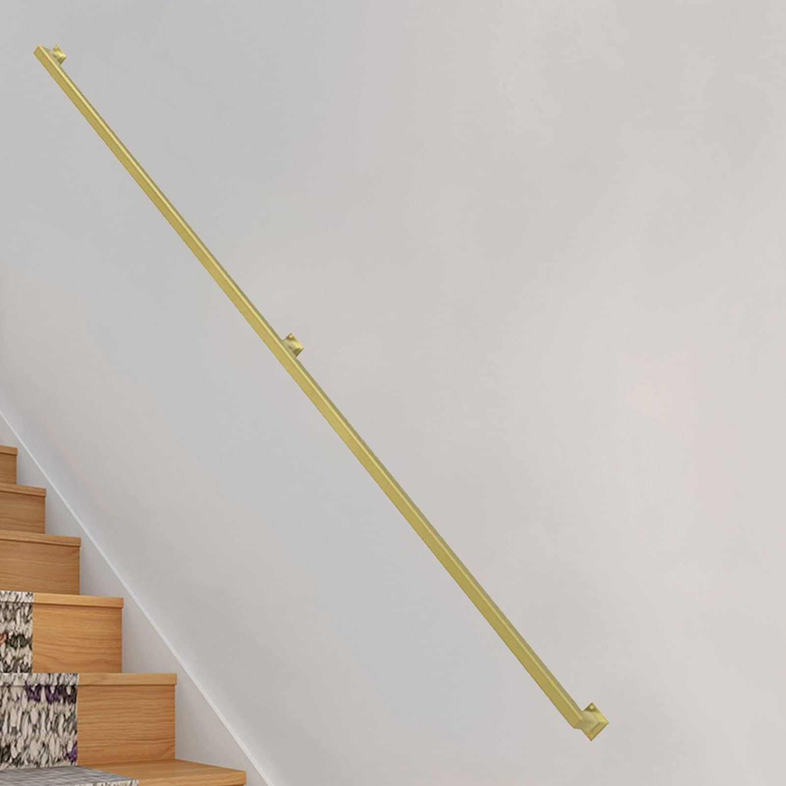 Stair Banister Handrail Gold Handrails for Stairs, Metal Wrought Iron Banister Rail, Non-Slip Safety Handrail, Home Against The Wall Indoor Loft Elderly Railings(14ft/420cm)