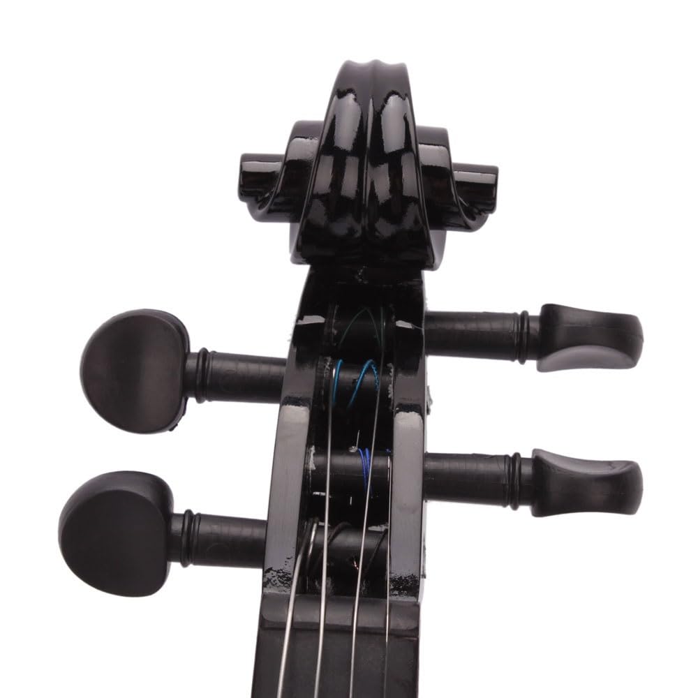 LALAHO 4/4 Full Size Violin Set, Erwachsenengeige für Anfänger, Massivholzgeige mit Etui, Bogensehne, Gefederte Schulterstütze, Kolophonium (Schwarz)
