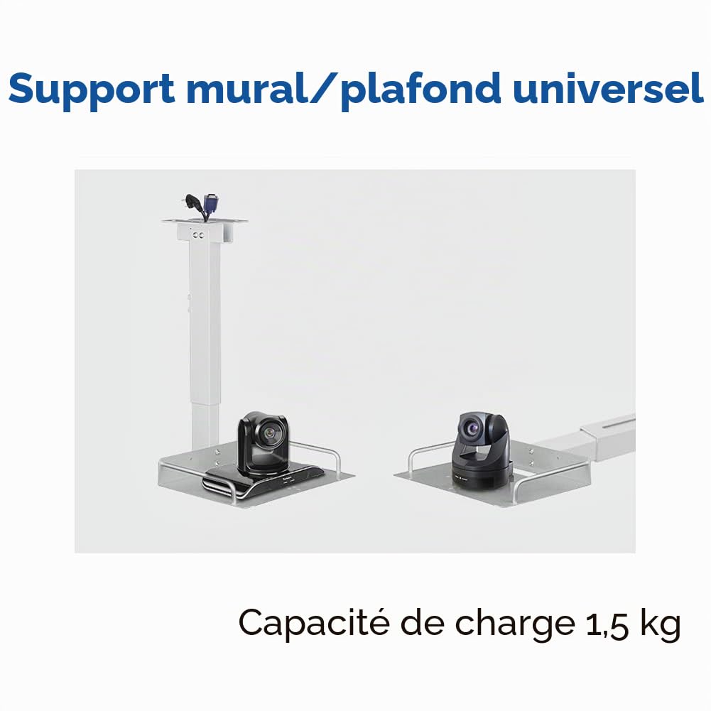 Drsn Support de Plafond pour Projecteur/Caméra, Universel avec Plateau 2420cm, Jusqu'à 2Kg - Hauteur Réglable de 34 à 56cm - Alliage d'aluminium + Acier Inoxydable