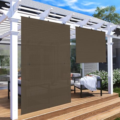 Patio Shades Roll Up Outdoor 4'Wx6'H Foldable Roller Shade Patio Blinds Exterior Block Sun Screen for Outside Porch Deck Balcony Pergola Carport, Brown by Patio - Used condition - US$34.18
