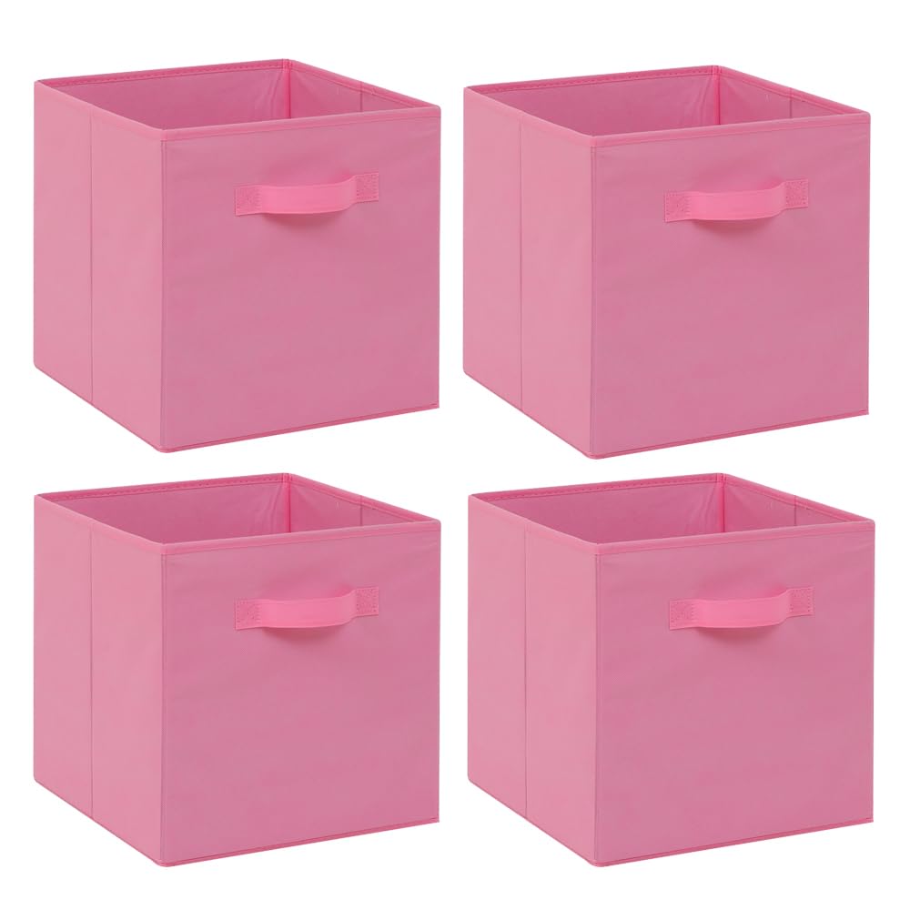 Homullel Foldable Storage Cube Boxes Set of 4, Storage Unit Box with Handle, Collapsible Storage Bins Organiser for Shelf Closet Organization