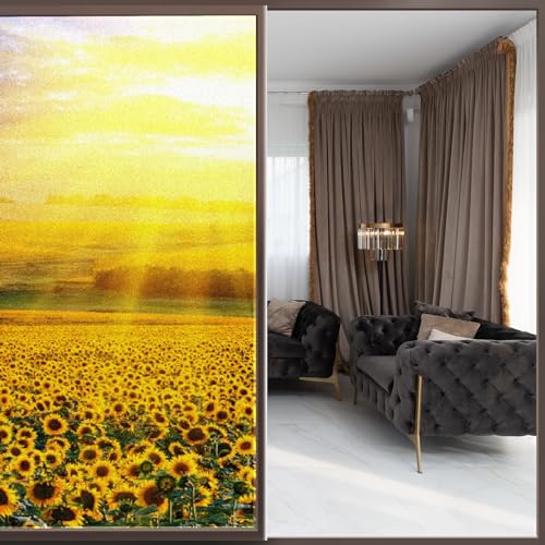 Vinilo decorativo para ventana con diseño de girasoles 23.6 x 35.4 pulgadas miniatura 2