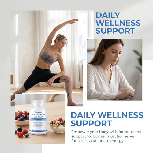 Image of Top Nurex Magnesium Complex for Women & Men,1000mg High Absorption Blend, 8 Magnesium Forms Including Glycinate, Citrate & Malate, Daily Nutrient Support, Vegan Non-GMO, 90 Capsules (1 Pack)