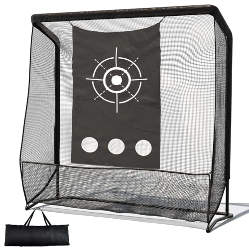 Sturdum Golf Hitting Net with Thicked 32mm Steel Frame, 7x7Ft Heavy Duty Practice Net for Backyard Home Indoor/Outdoor Driving Range Training