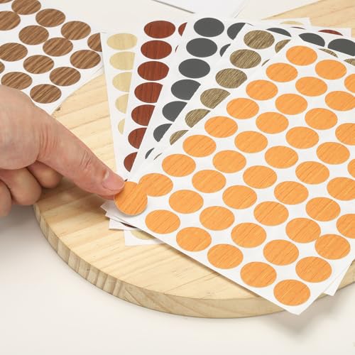 PATIKIL 432 Piezas Tapas Adhesivas para Tornillos, Diámetro 21 mm, Cubiertas de PVC Autoadhesivas para Madera para Protección y Decoración de Muebles, Beige Madera miniatura 4