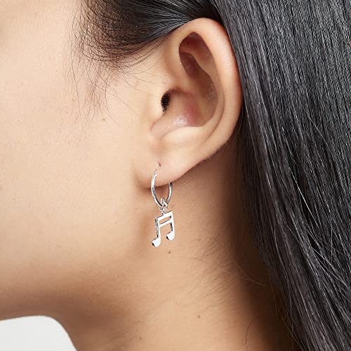 Boma Jewelry Sterling Silver Music Note & Treble Clef Snap Down Closure Tube Hoop Earrings3