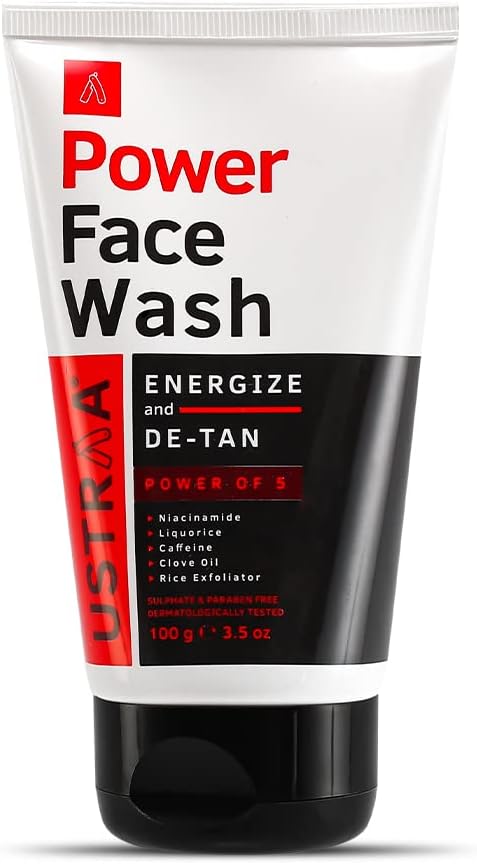 Power Face Wash - 100g - Energize, De-Tan & Brighten | Removes Dead Skin, Clears Pores, Fresh Scent | Dermatologically Tested, No SLS | Hydrates & Enhances Skin Tone