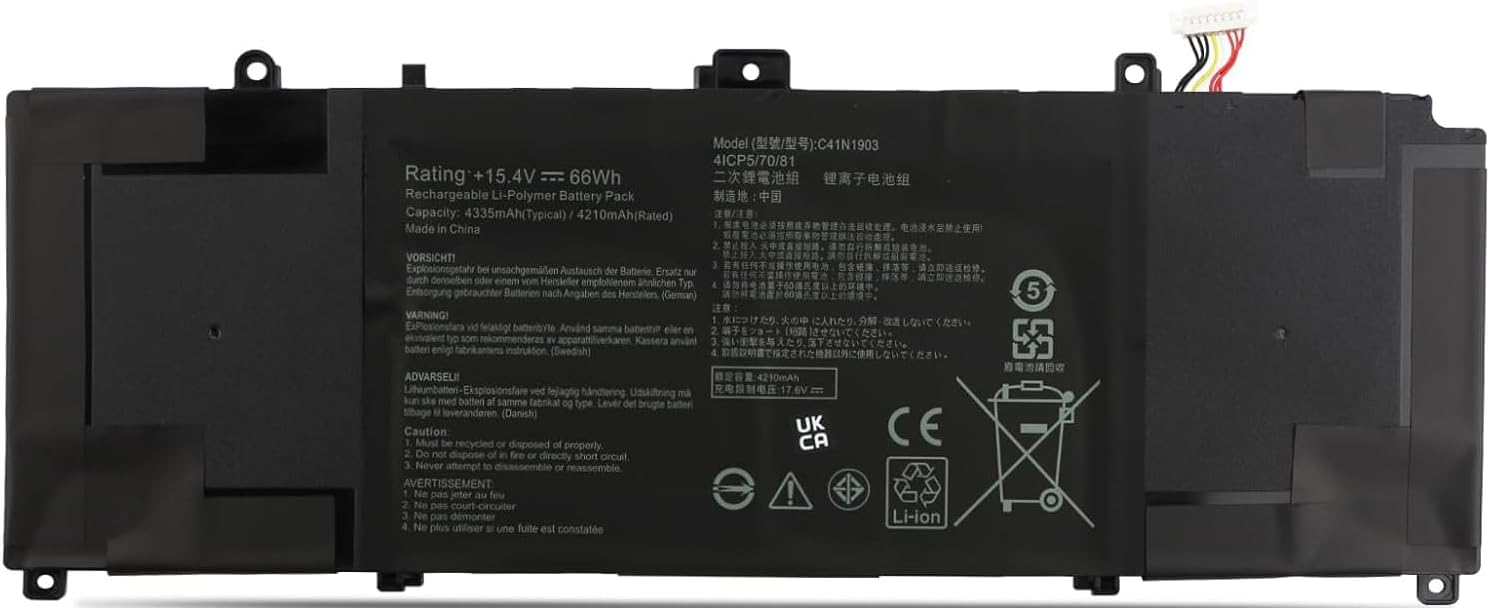C41N1903 Laptop Battery Replacement for Asus ExpertBook B9 B9400 B9400CE B9400CB B9400CEA B9450 B9450FA B9450CEA B5 B5302 B5302CB B5302CBA B5302CE Flip B5302 B5302FBA B5302FE Series(15.4V 66Wh)