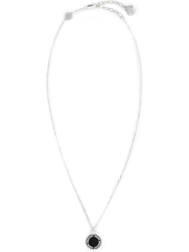 Black Marc Jacobs Logo Disc Enamel Logo Disc Pendant Necklace