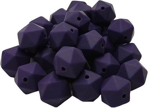 Twilight Purple Color Silicone Polyhedron Beads 14mm Silicone Geometry Icosahedron Beads for Mom Jewelry Necklace Making