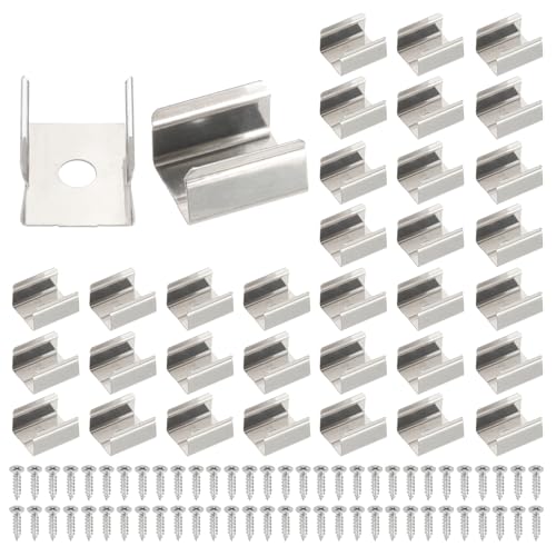 Image of PATIKIL LED Strip Clips, 50pcs Stainless Steel Mounting Brackets Fixing Clip Clamp Support Holder with Screws for 11mm to 12mm LED Strip Lighting Cable
