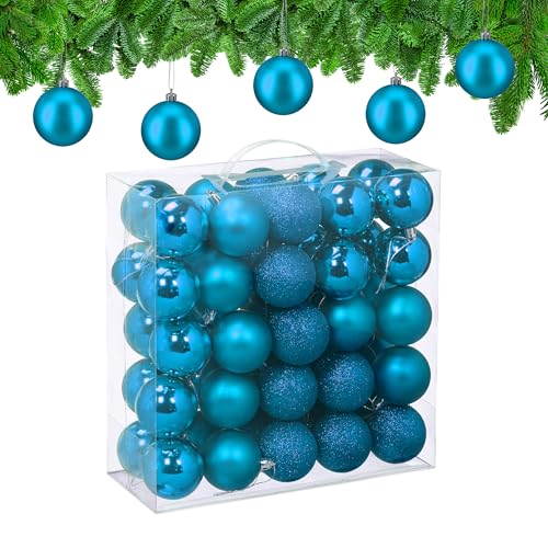 Relaxdays Weihnachtskugeln im 50er Set, Kunststoff, D: 6 cm, runde...