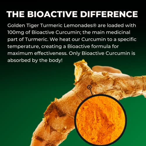 Organic Golden Tiger Turmeric Energy Lemonade - Bio Active Curcumin + Green Tea + Ginger - 12 Bottles - Re-Energize With Plant Based Energy #TOP7