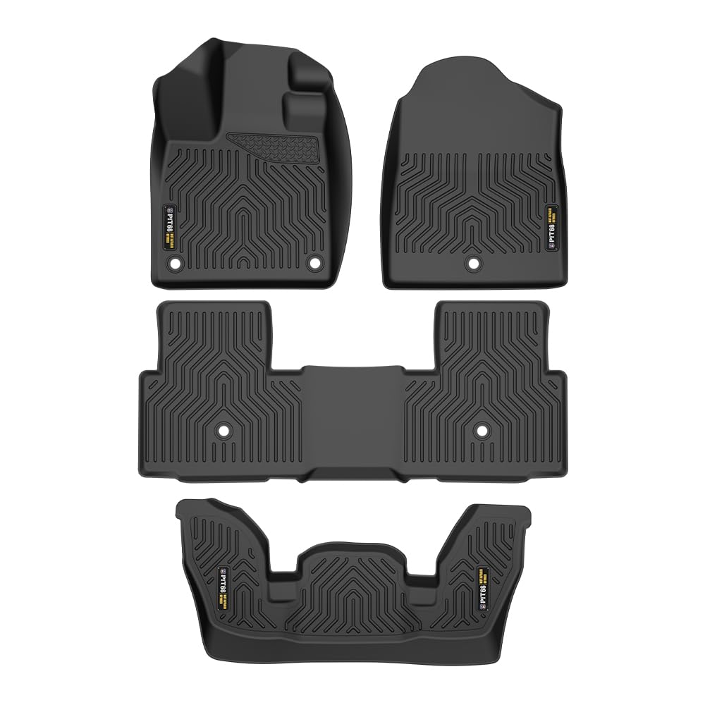PIT66 Floor Mats Cargo Liners Compatible with 2023-2025 Honda Pilot (Heavy Duty) TPE 4-Piece Premium, 1st & 2nd & 3rd Row Car Liners TPE Trunk Mat and
