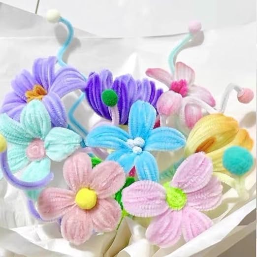 Image of 100Pcs Pipe Cleaners Craft Set | Chenille Stem Fuzzy Sticks DIY Craft Supplies for Art Projects Activities, Decorations, Flower Making, Modeling & Sculpting(Pastel)