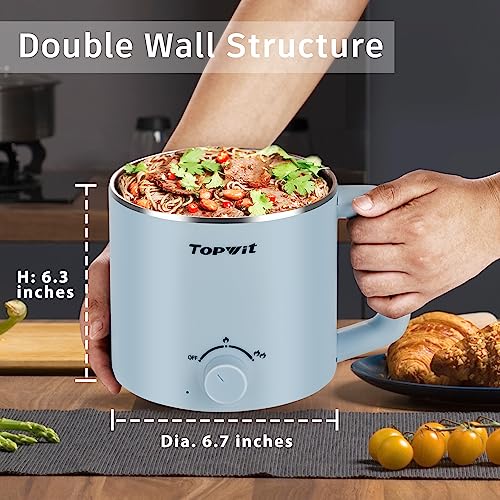 Olla eléctrica con vaporera Topwit 1.6L azul miniatura 5