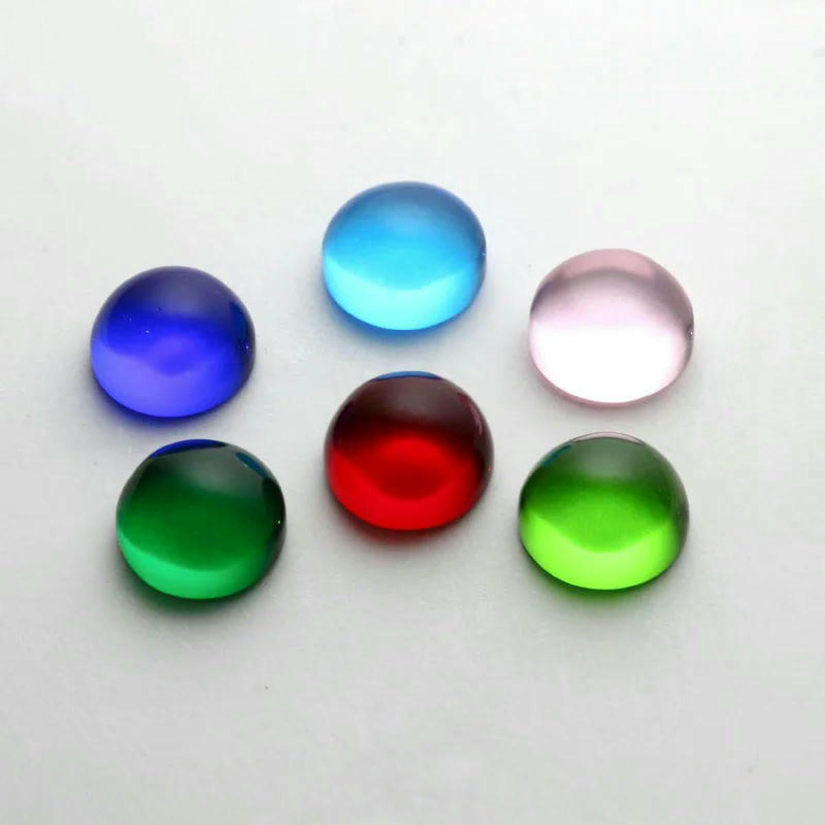 Runde Glasperlen, Cabochon-Schliff, flache Unterseite, lose synthetische Edelsteine für Schmuck, Größe 8 mm, 10 mm, 20 mm, Schwarz-Rot-Cabochon, 6,0 mm, 200 Stück