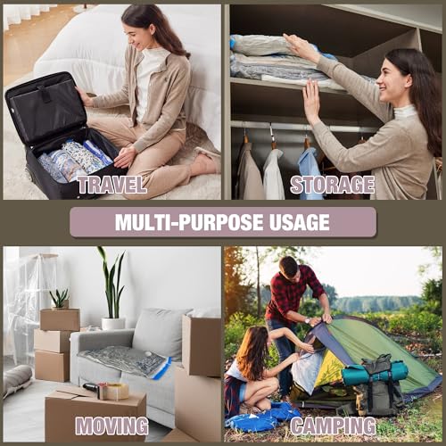 Image of HIBAG Vacuum Storage Bags with Electric Pump, Vacuum Seal Bags for Clothing, Pillows, Blanket Bedding Comforters, 10 pack Jumbo