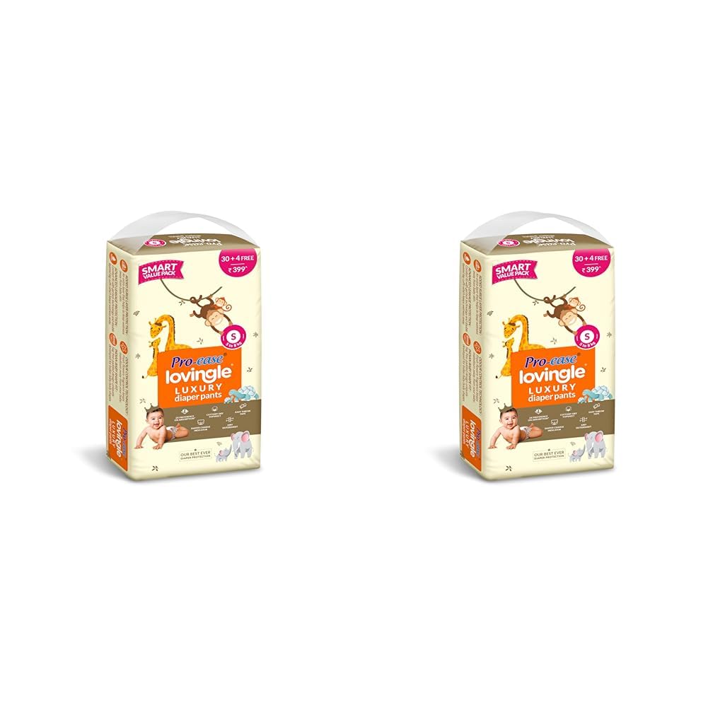 Pro-ease Lovingle Luxury Diaper Pants Unisex, Small - 34(30+4 Free) Pieces (Pack of 2)
