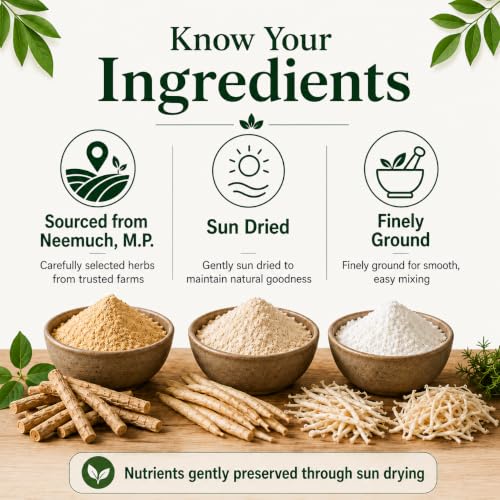 Image of Ashwagandha Shatavari Powder Combo (110g x 2 Pouches) - 110g Each | Big, Thick, Mature Root Churna | Pure & Natural Ayurvedic Herbs | FSSAI Licensed, Lab Tested