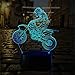 Course de moto,Veilleuse de dessin animé 3D garçon USB Lampe de chevet Multicolore Télécommande Lampe de bureau Illusion Décor de chambre de bébé Noël Jouet pour enfants (Motorcycle racing)