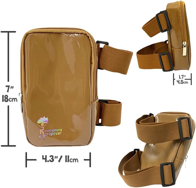 Glossy Thigh Bag | Carnival Leg Harness for Women | Outdoor Waist Pouch | J'ouvert Travel Leg Pack with Adjustable Colored Straps | Medium Brown - Image 3