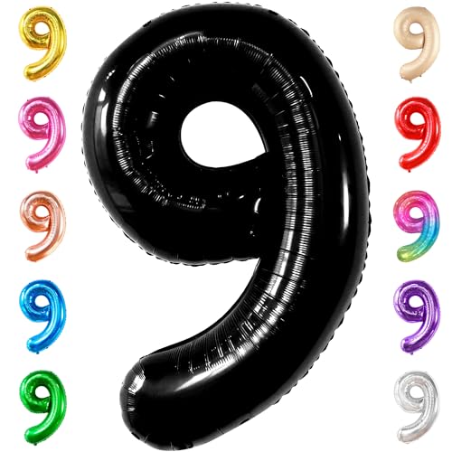 Image of KatchOn Black Number 9 Balloon 40 Inch, Foil 9 Birthday Balloon