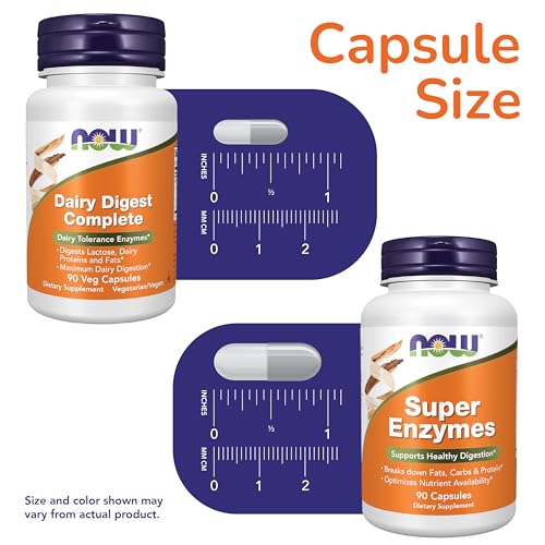 Image of Now Foods Digestive Enzyme Bundle* - Digestive + Dairy Digest Supplements | Dairy Digest Complete 90 Capsules + Super Enzymes 90 Capsules - Supports Digestion of Lactose, Dairy, Fat, Carbs & Protein*