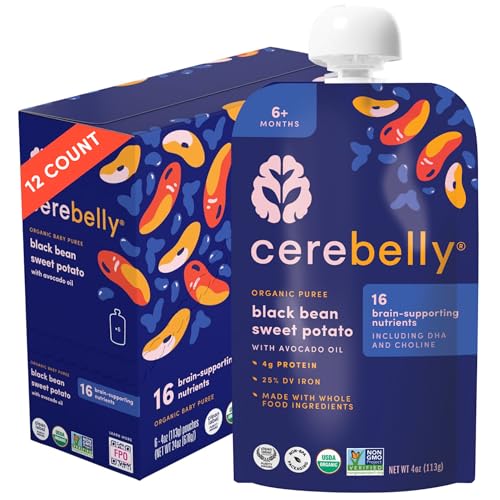 Image of Cerebelly Organic Baby Food Pouches, Black Bean Sweet Potato, 4oz, 12ct