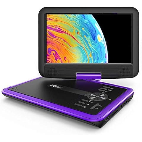 ieGeek 11.5" Portable DVD Player with SD Card/USB Port, 5 Hour Rechargeable Battery, 9.5" Eye-Protective Screen, Support AV-in/Out, All Region - Purple Cover