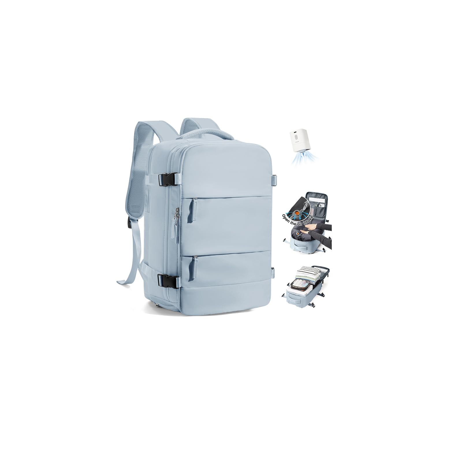SZLX Zaino A Vuoto Con Pompa Donna, Zaino Ryanair 40x30x20 Sottovuoto Zaino da Viaggio Ryanair Wizzair, Ryanair Viaggio Ruscksack Dimensione Cabina Con Pompa Impermeabile Uomo Valigia A Vuoto
