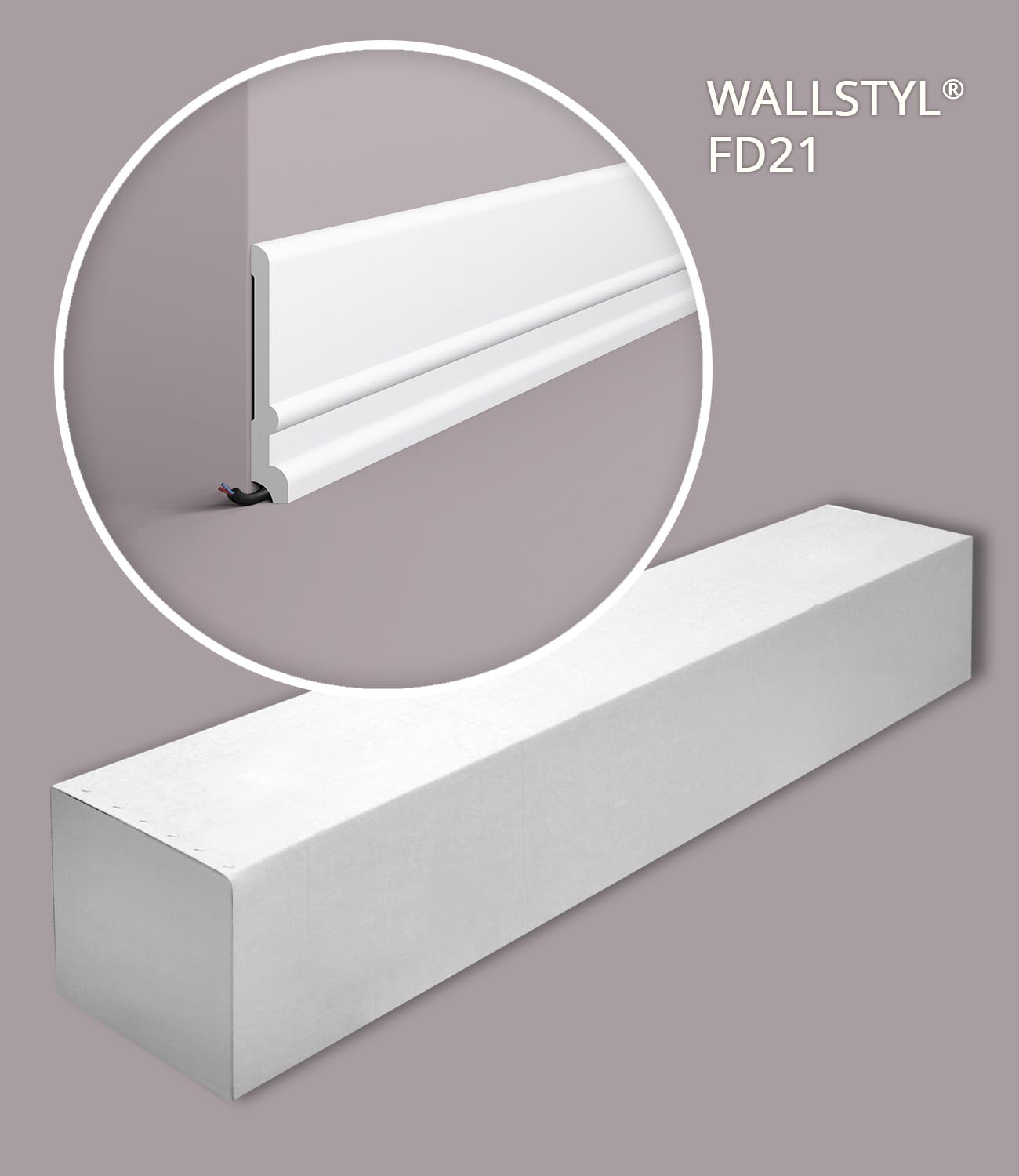 FD21 WALLSTYL Plinthe - 12 pièces (24 m) - 130 x 20 x 2000 mm - NOËL & MARQUET - une marque de NMC - Polystyrène haute densité