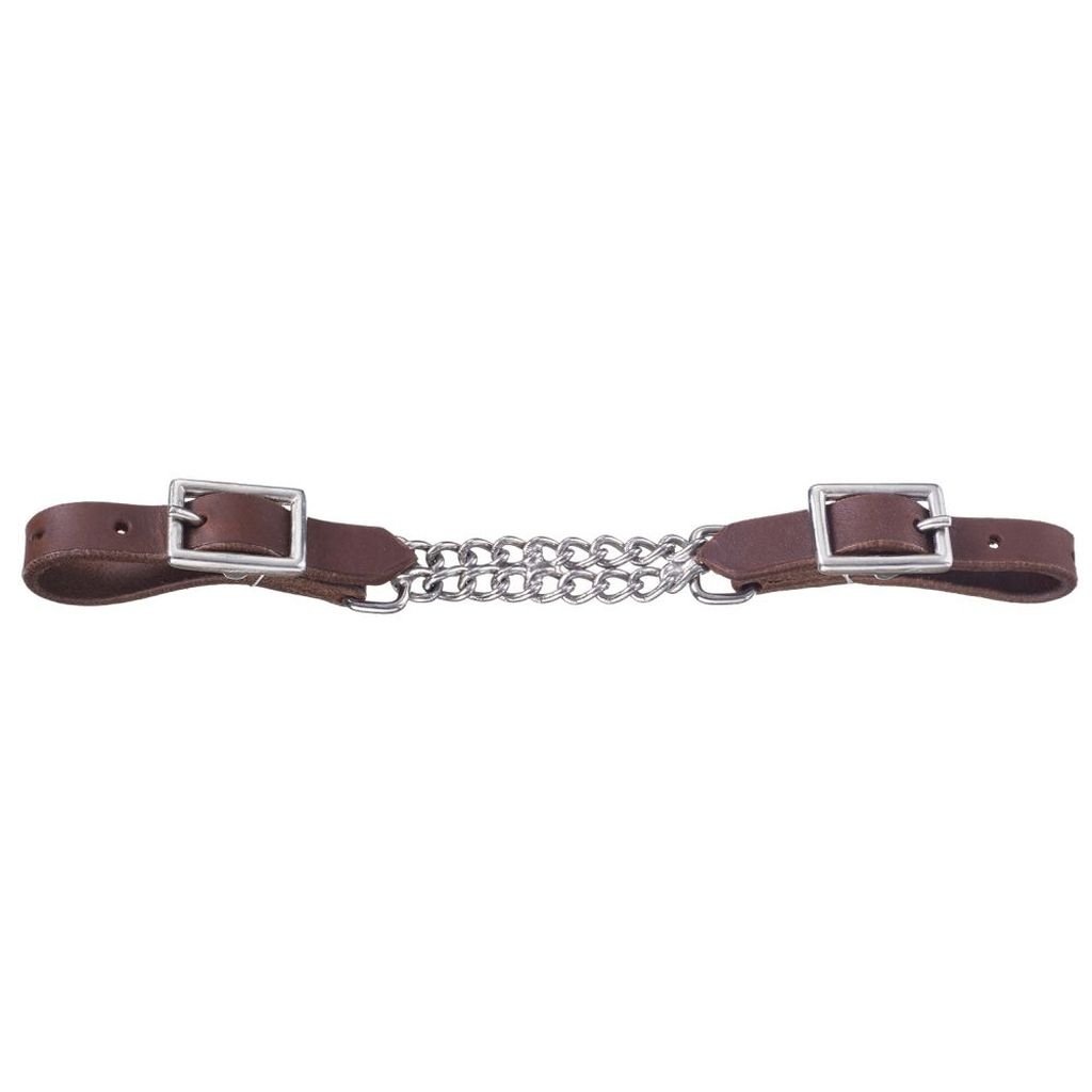 Tough 1 Harness Leather Curb W/Double Chain Brown