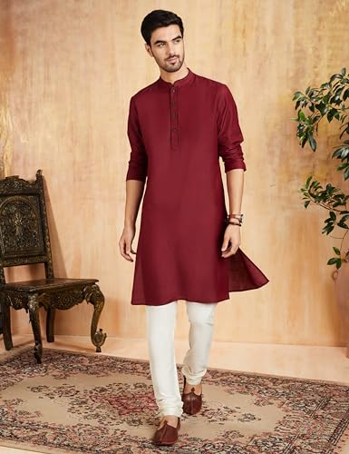 Image of Amazon Brand - Symbol mens Festive Long Kurta & Pyjama Set (2pcs)