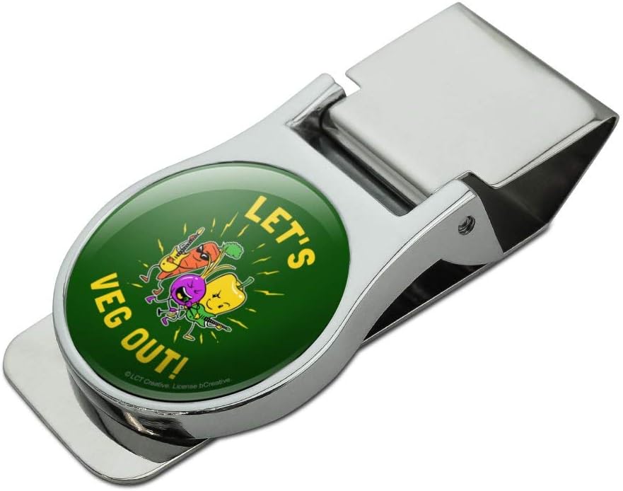 Let's Veg Out Vegetables Rock Relax Funny Satin Chrome Plated Metal Money