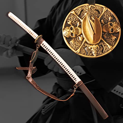 SJ SHI JIAN Handmade The Walking Dead Michonne's Katana Sword Clay Tempered 42-Inchs Samurai Sword (Brown)
