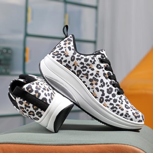 Image of RUIDENG Platform Sneakers for Women Walking All Day | Slip Resistant Work Shoes for Women Comfortable | 2 Inch Thick Wedge Rocker Bottom