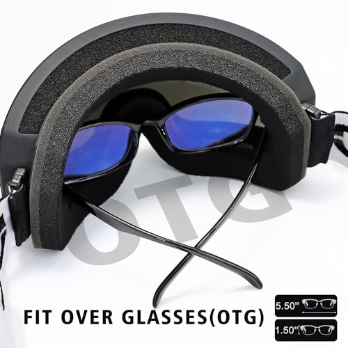 SPOSUNE Ski Goggles Over Glasses with Dual lens | Anti-fog Anti-UV Snow Goggles for Men Women Youth Skiing Snowmobile - Image 5