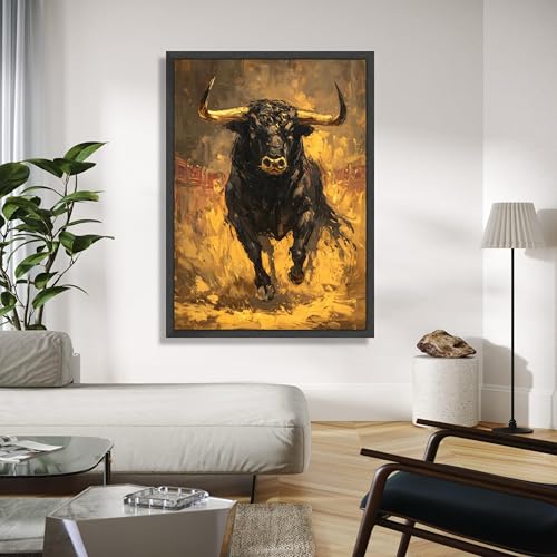 Tableau abstrait taureau pour habiller un mur vide sans cadre - 3